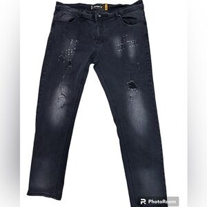 RawX Black Skinny Distressed Cotton Blend Denim Five Pocket Jeans 34/30